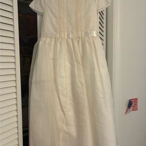 NWT Edgehill Collection Girls Round Neck Short Sleeve Heirloom Dress Ivory Size8